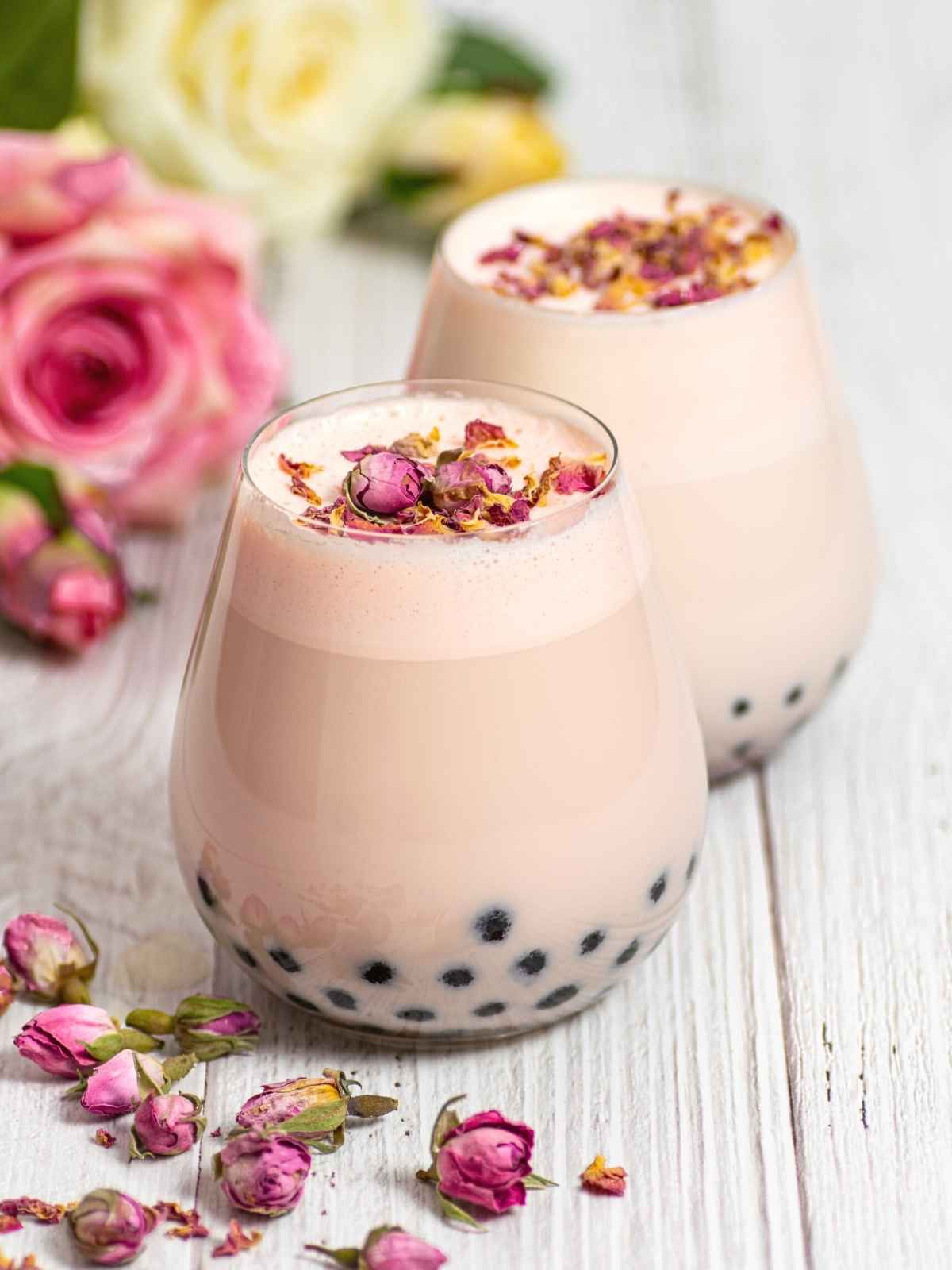 Flowers milk tea